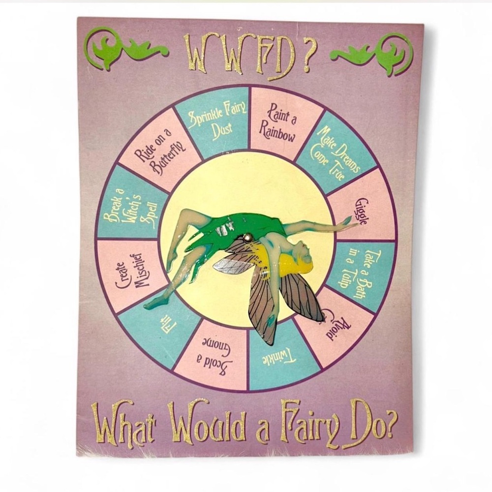 Rare Y2K Accoutrements Dainty Fairy Decor Purple Spinner Folder Wall Art Game